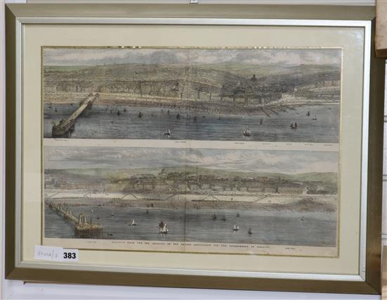 T. Sulman, coloured engraving, Brighton from the sea, 35 x 51cm